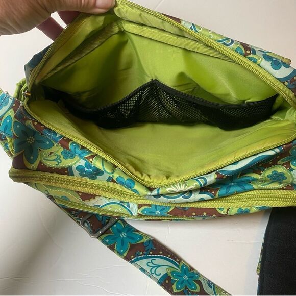 Ju Ju Be Diaper Bag Green Blue Brown Paisley Floral Design - Picture 7 of 15